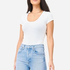 NWT Agolde White Short Sleeve Ribbed Bodysuit Size Small